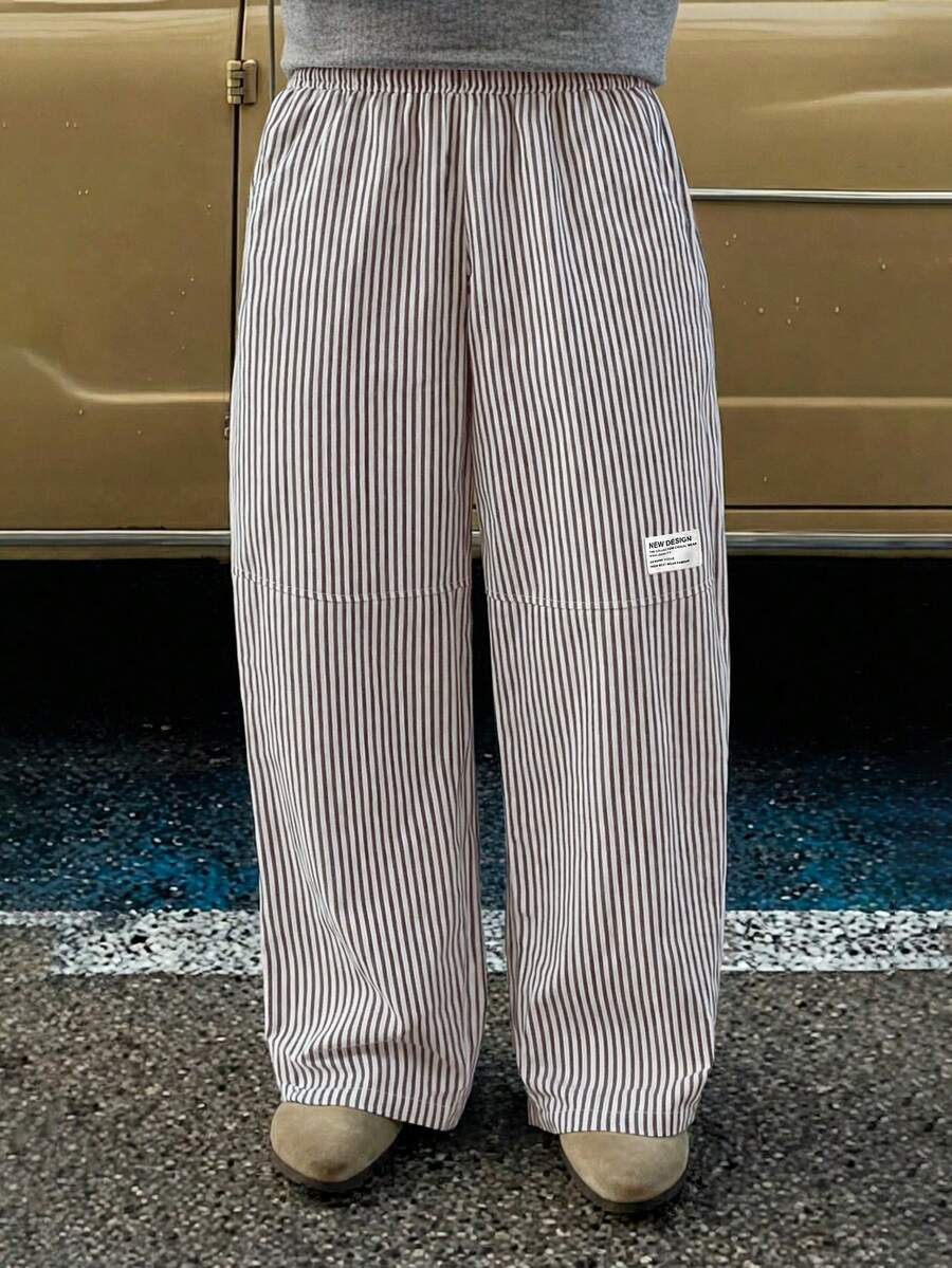Men's Striped Wide Leg Straight Pants