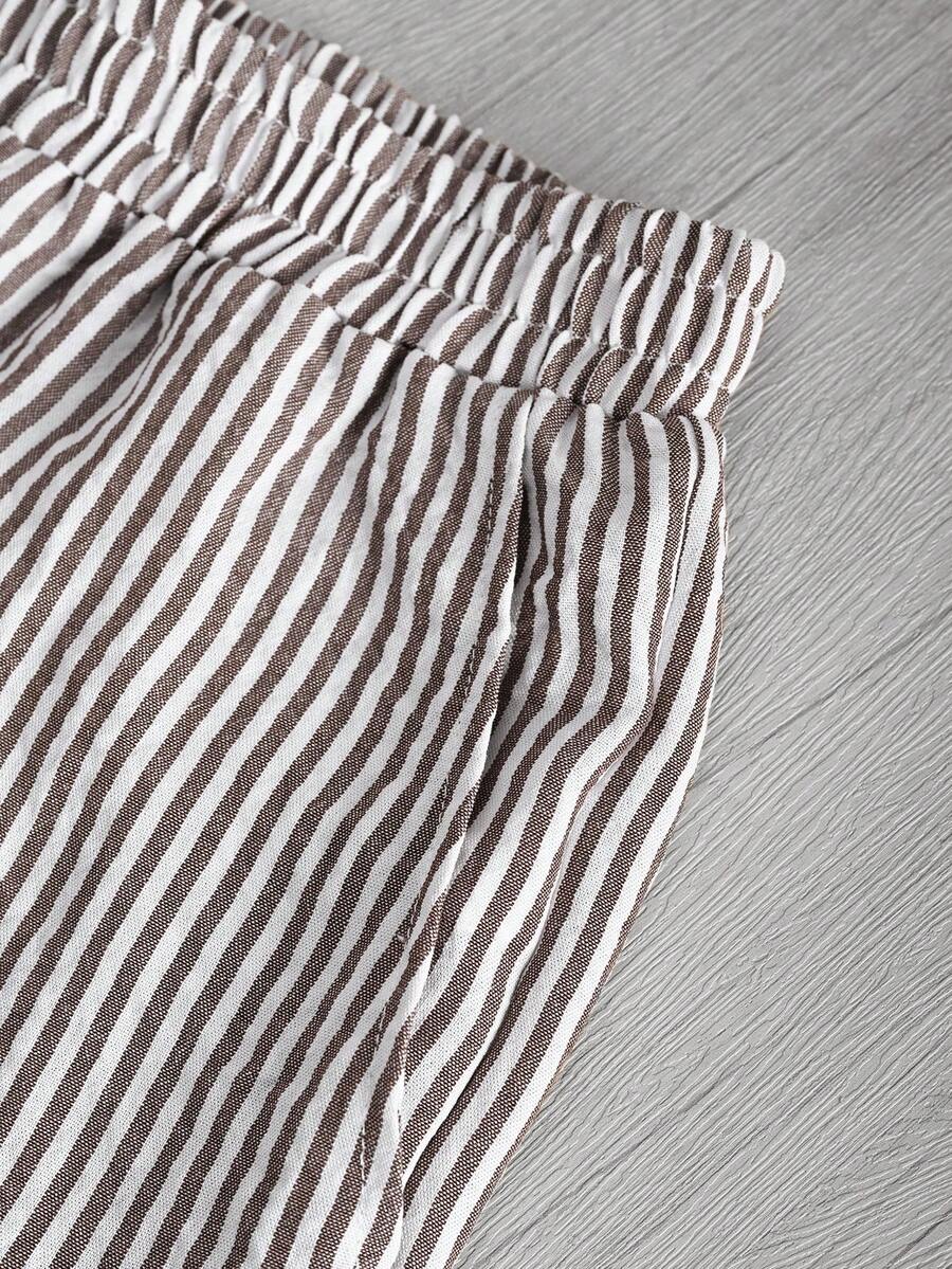 Men's Striped Wide Leg Straight Pants