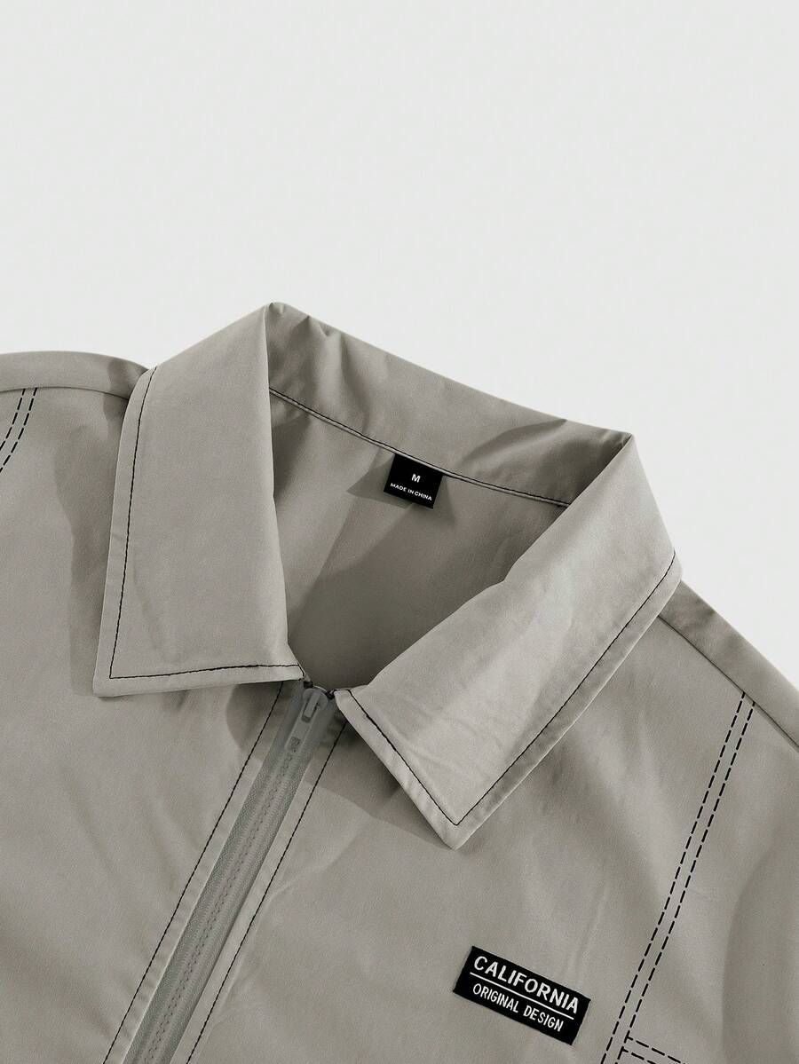 Men's 2-Piece Zip Collar Shirt & Slit-Hem Pants Set