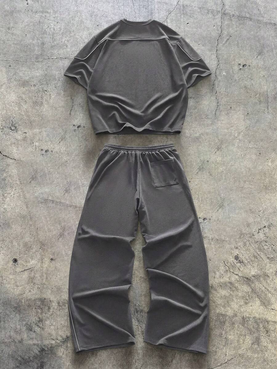 Geometric Print T-Shirt Wide Leg Pants