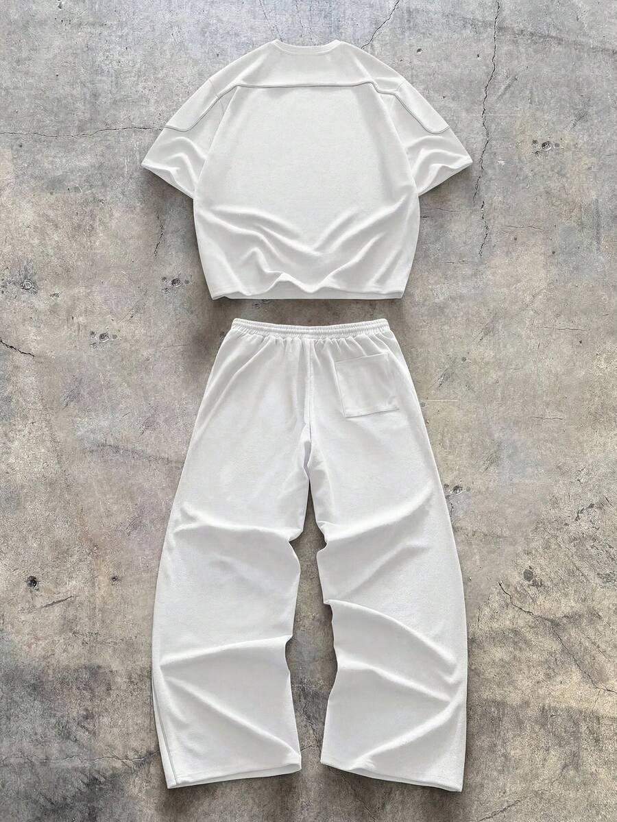 Geometric Print T-Shirt Wide Leg Pants