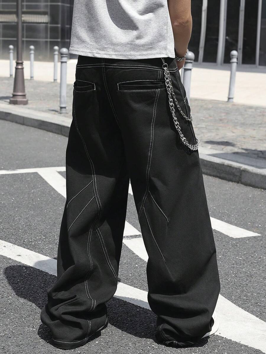 Distressed Wide Leg Black Baggy Jeans