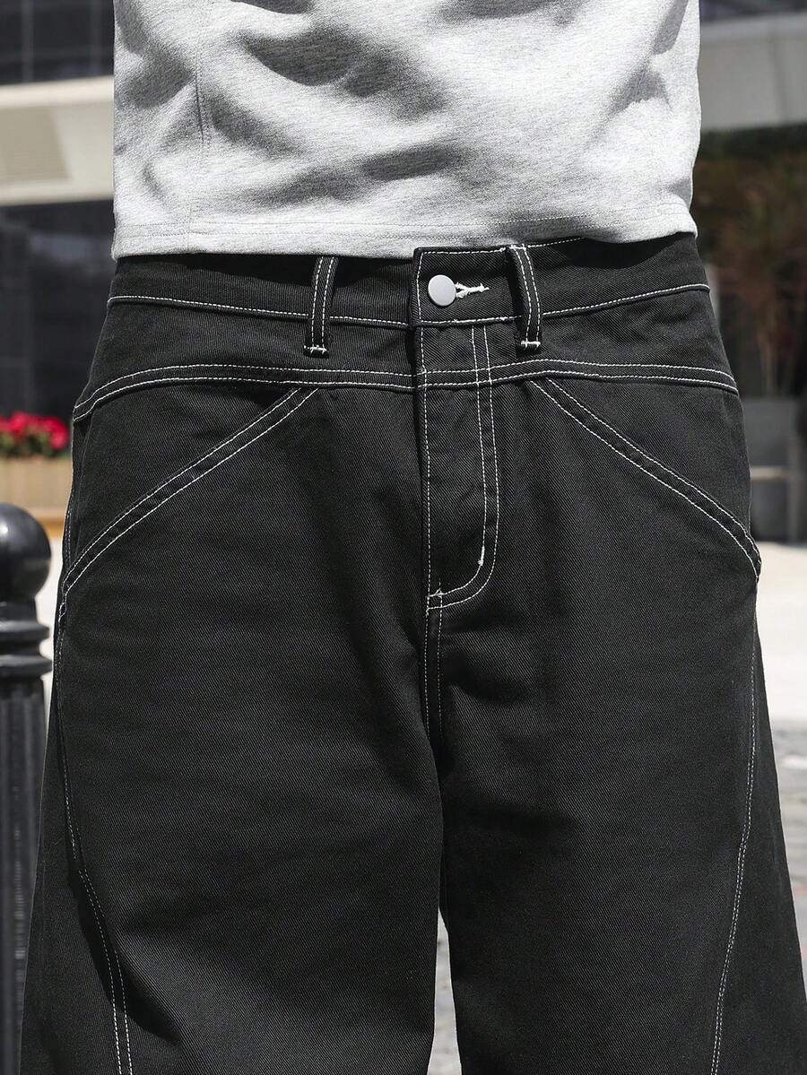 Distressed Wide Leg Black Baggy Jeans