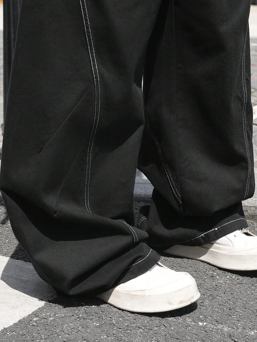 Distressed Wide Leg Black Baggy Jeans