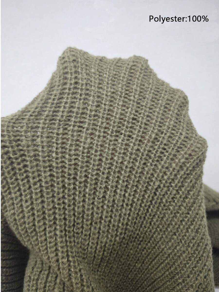 Men's Knit Drop Shoulder Crew Neck Pullover Sweater