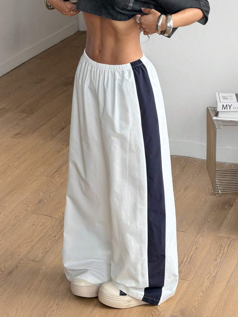Women's Color-Blocked Baggy Parachute Pants