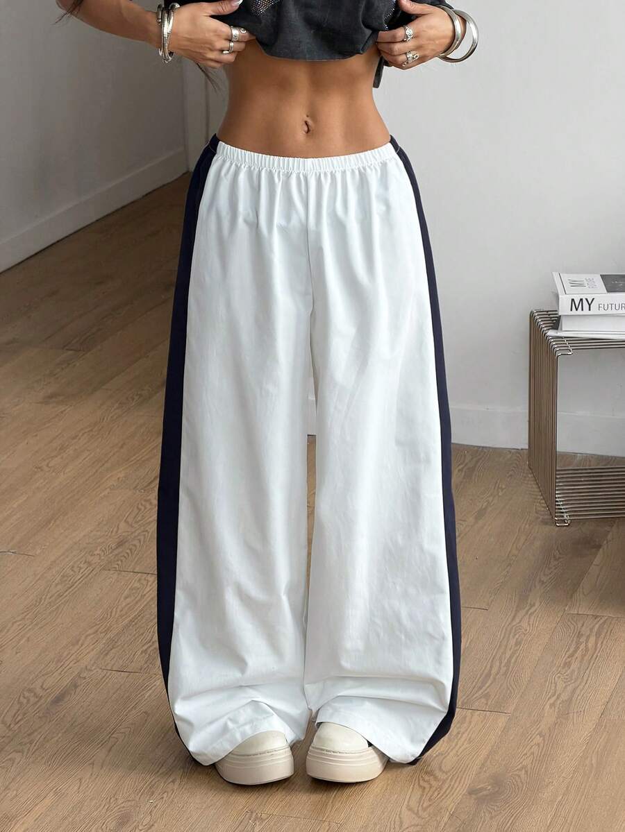 Women's Color-Blocked Baggy Parachute Pants