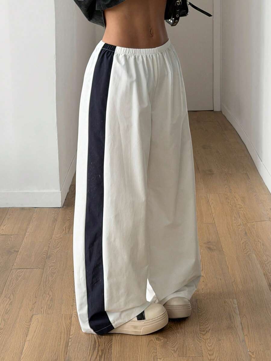 Women's Color-Blocked Baggy Parachute Pants