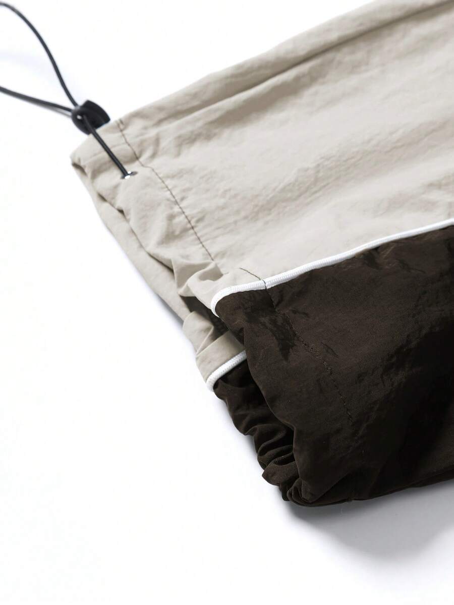 Men's Two-Tone Zip Front Hoodie & Drawstring Pants Casual Tracksuit Set