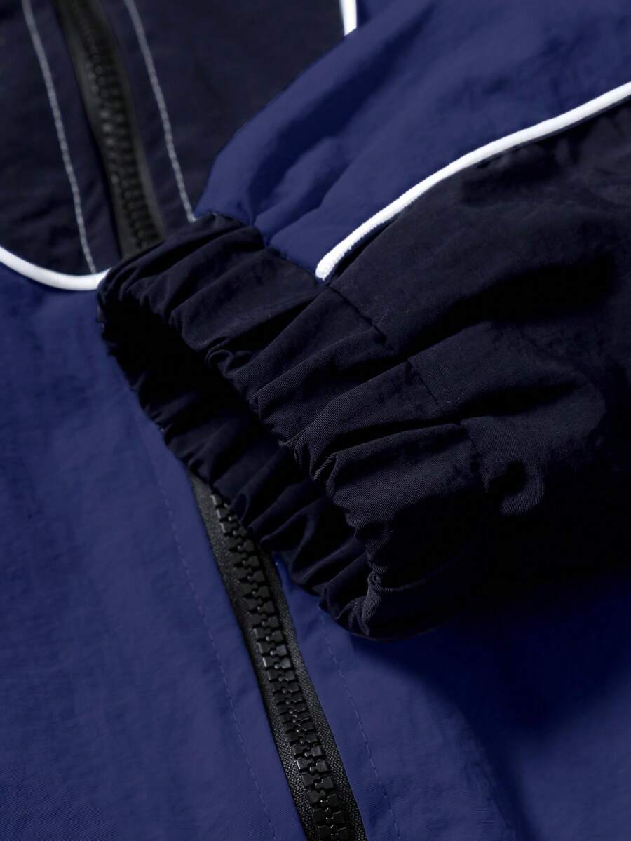 Men's Two-Tone Zip Front Hoodie & Drawstring Pants Casual Tracksuit Set