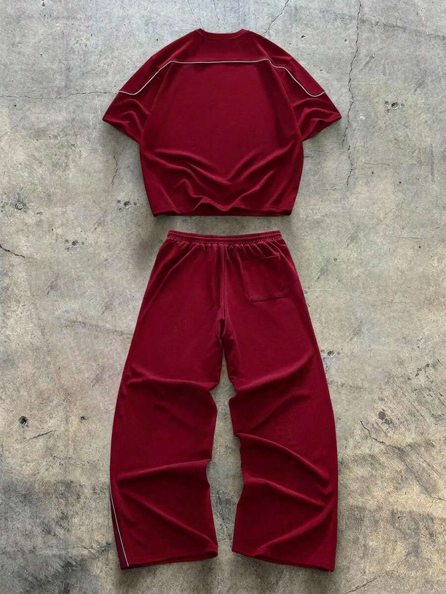 Geometric Print T-Shirt Wide Leg Pants