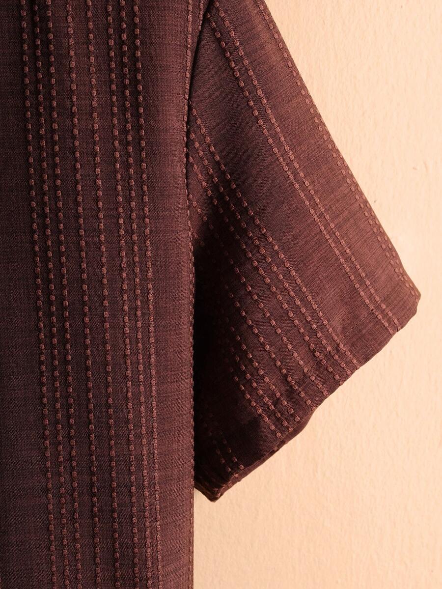 Men's Solid Color Jacquard Knit Short Sleeve Shirt
