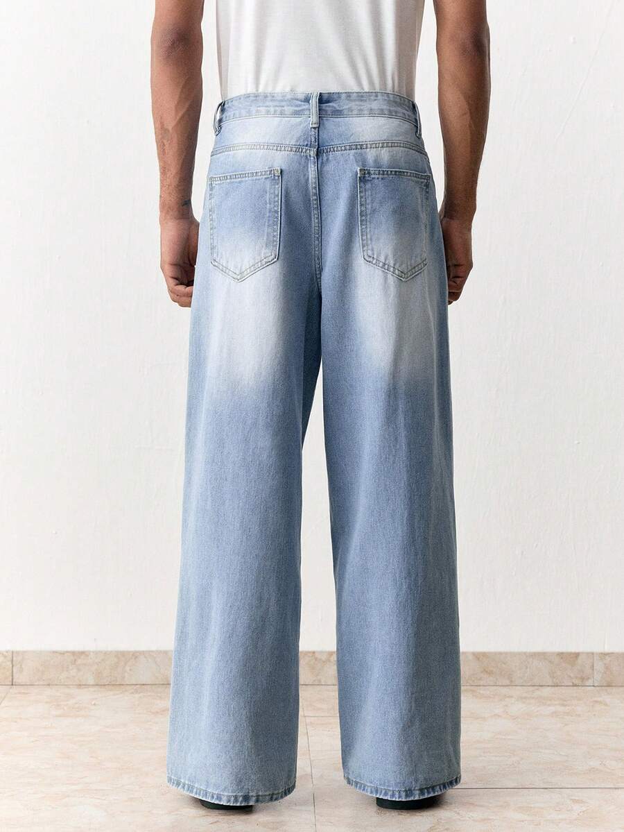 Men's Loose Fit Wide-Leg Pocket Jeans