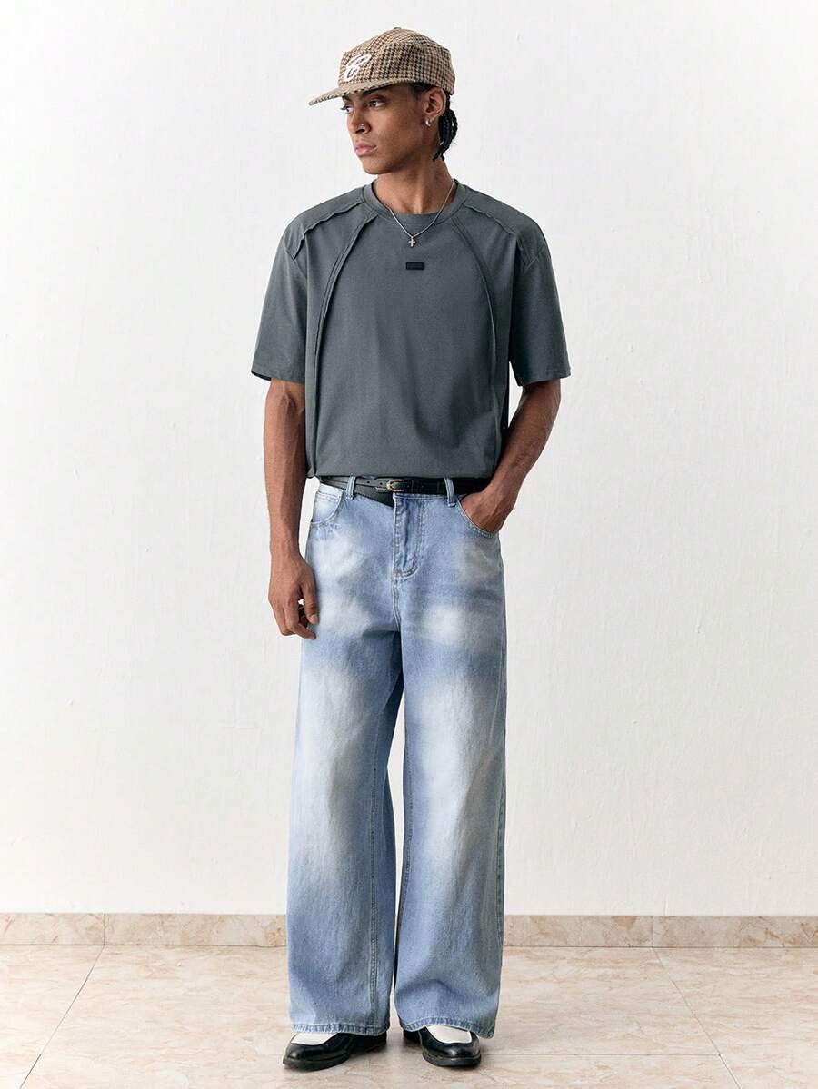 Men's Loose Fit Wide-Leg Pocket Jeans