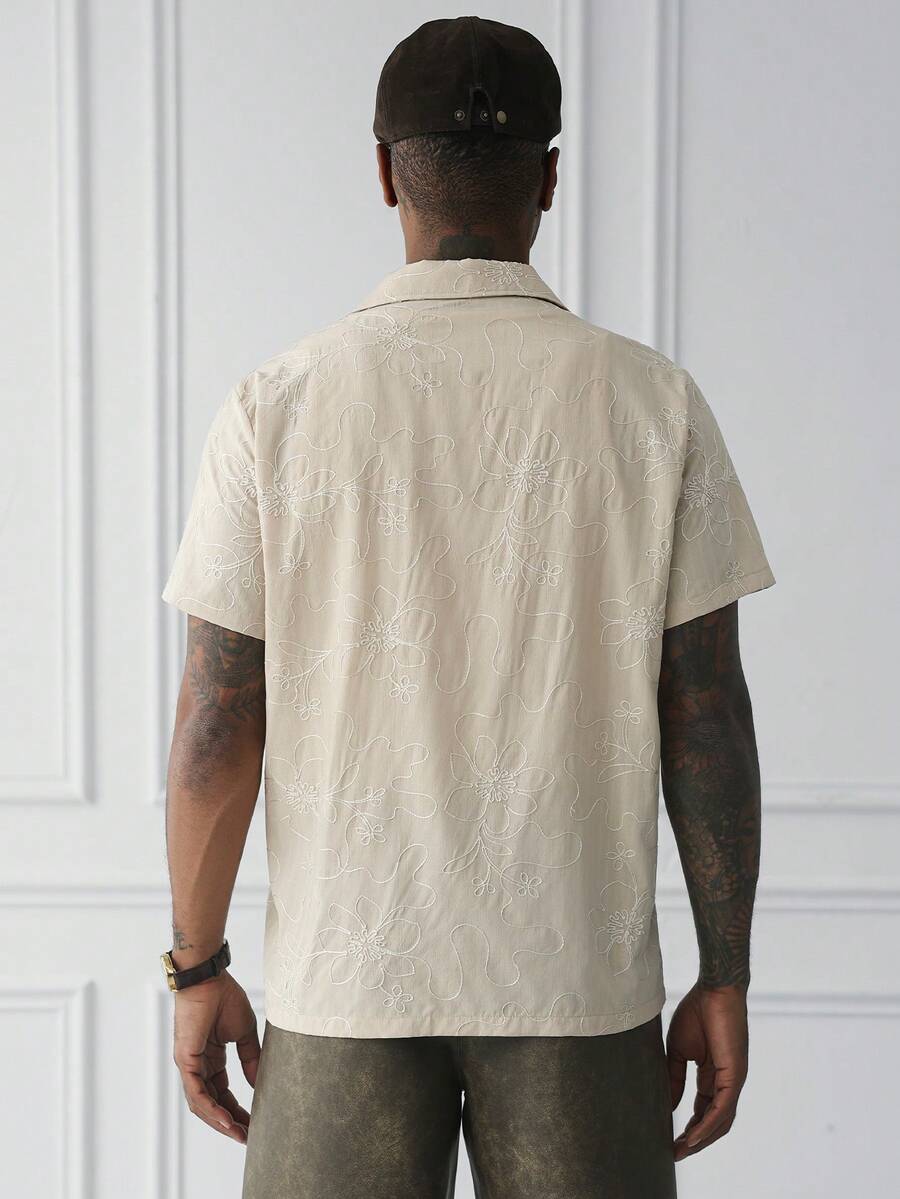 Men's Solid Color Jacquard Knit Short Sleeve Shirt