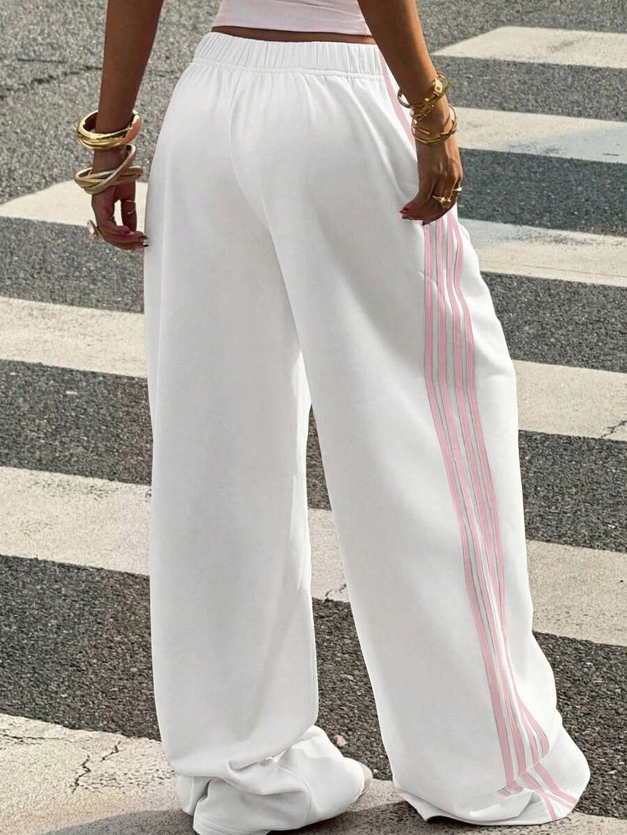 Women's Striped Knitted Wide-Leg Sweatpants