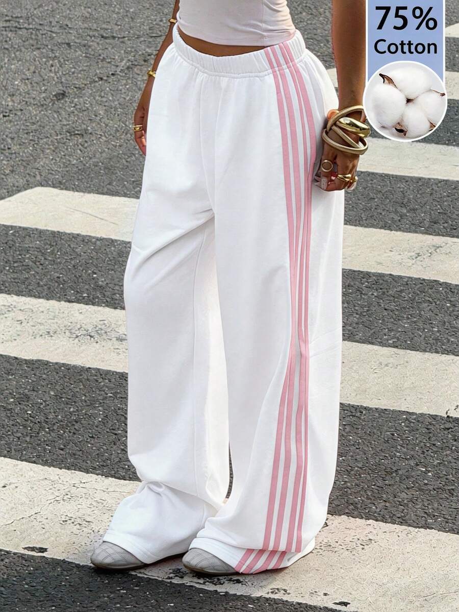 Women's Striped Knitted Wide-Leg Sweatpants