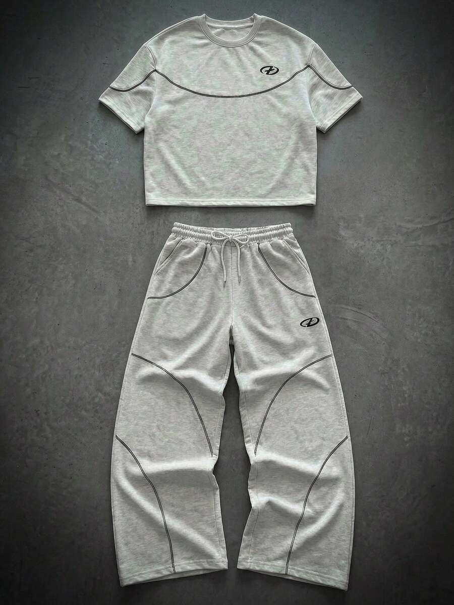 Leopard Patchwork T-Shirt And Pants Set