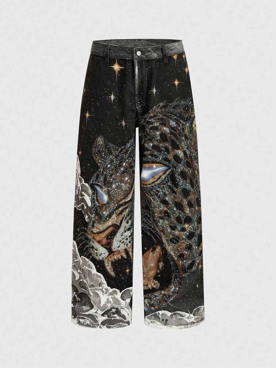 Floral Patchwork Curved Blade Jeans
