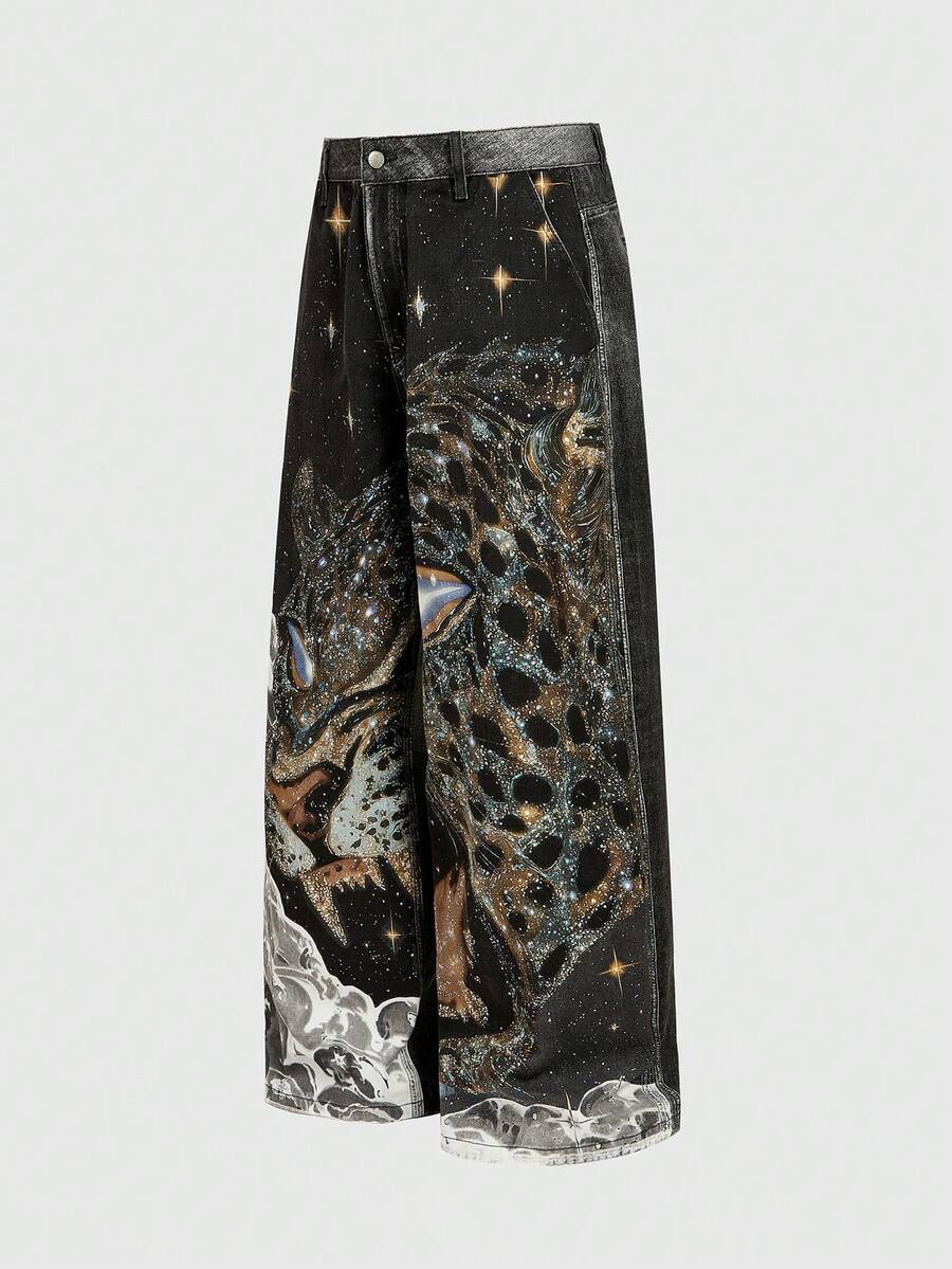 Floral Patchwork Curved Blade Jeans