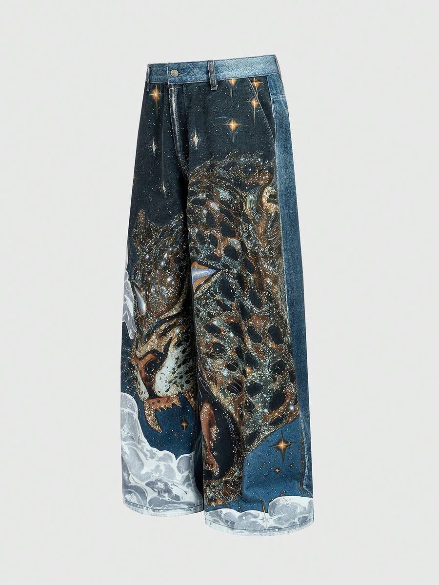 Floral Patchwork Curved Blade Jeans