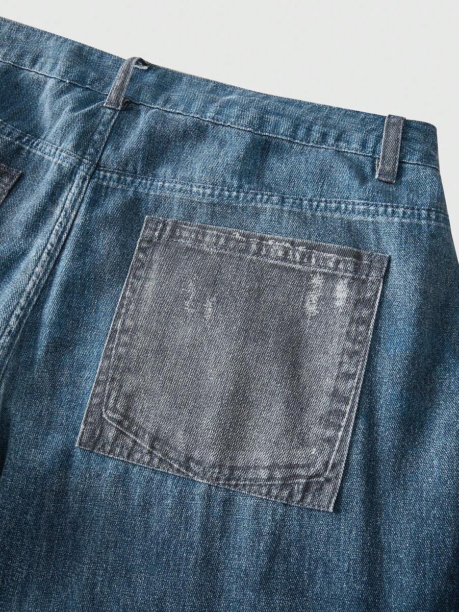 Floral Patchwork Curved Blade Jeans