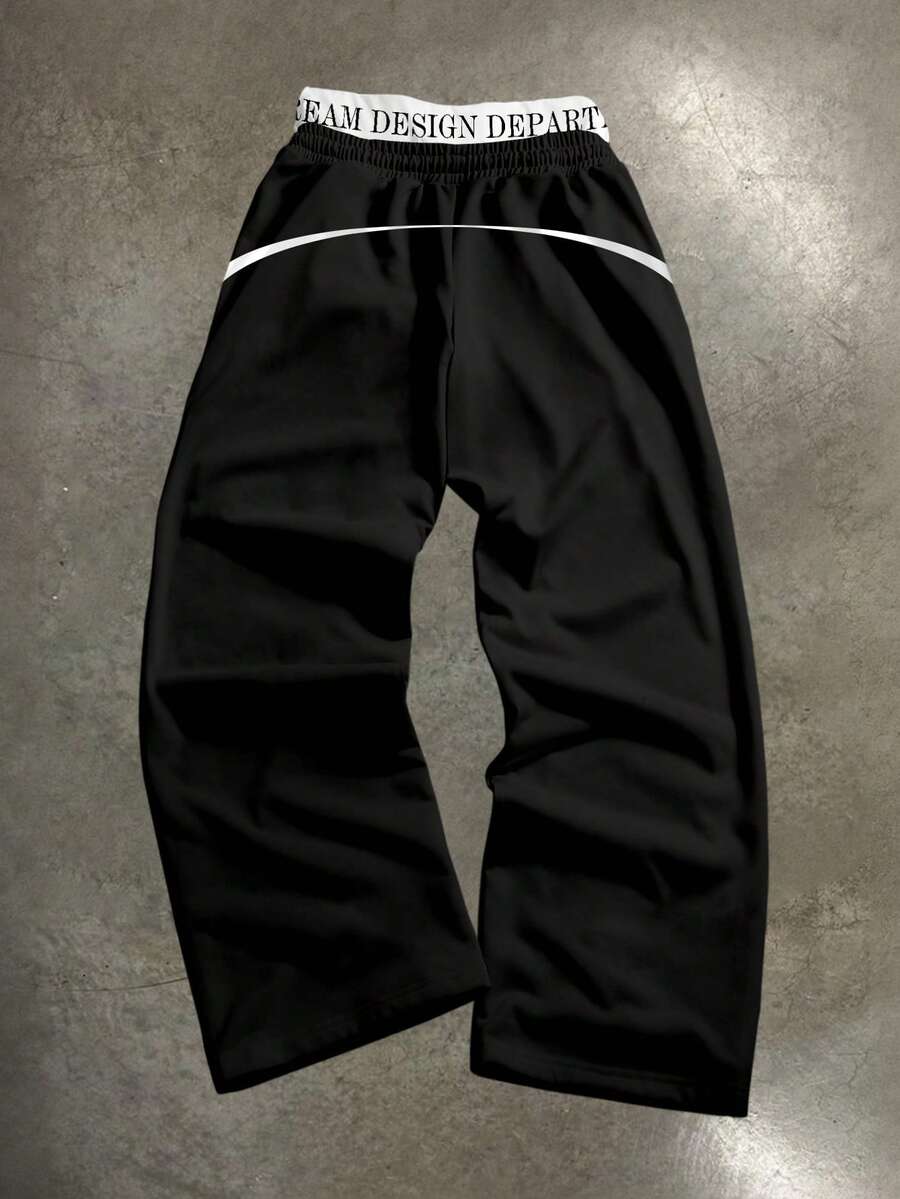 Men's Colorblock Striped Double Waistband Sweatpants