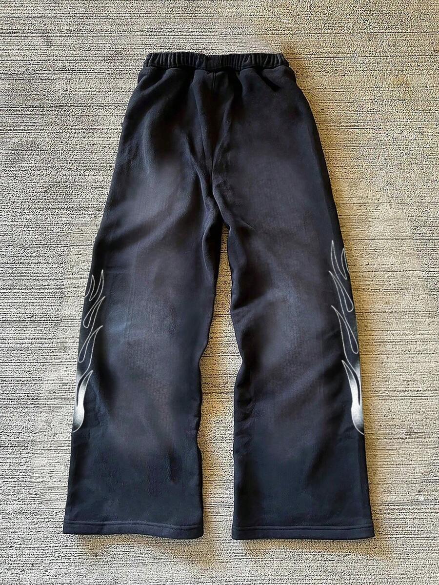 Men's Letter Embroidery Distressed Sweatpants