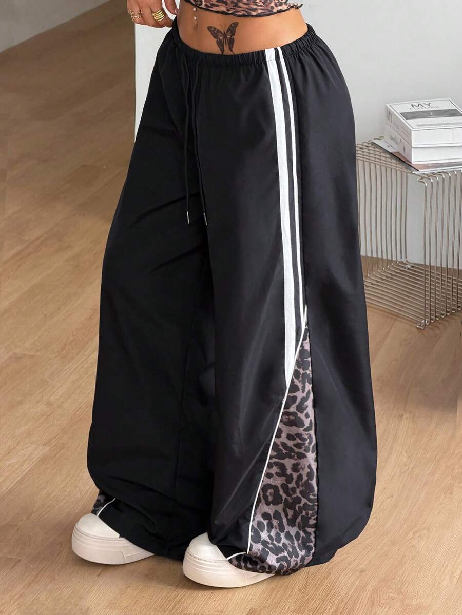 Women's Color-Blocked Cargo Parachute Pants