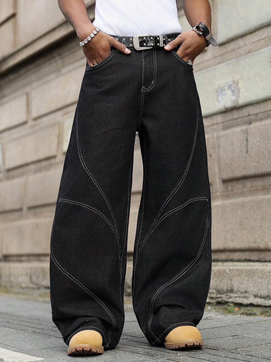 Distressed Patchwork Vintage Wide Leg Jeans