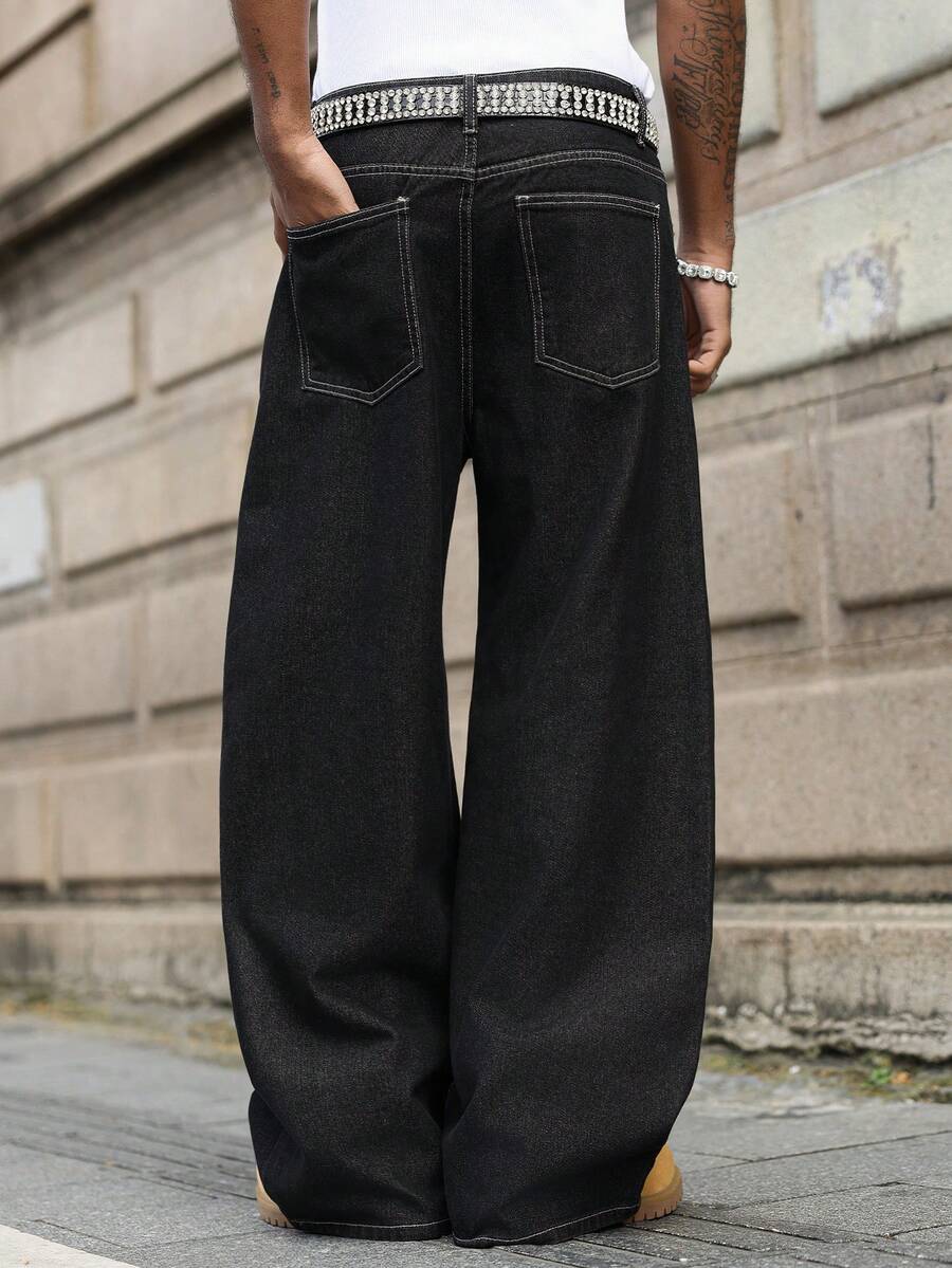 Distressed Patchwork Vintage Wide Leg Jeans