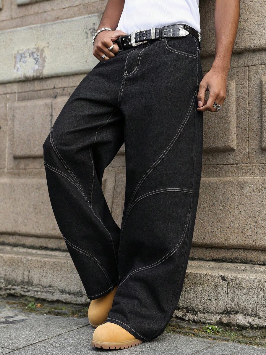 Distressed Patchwork Vintage Wide Leg Jeans