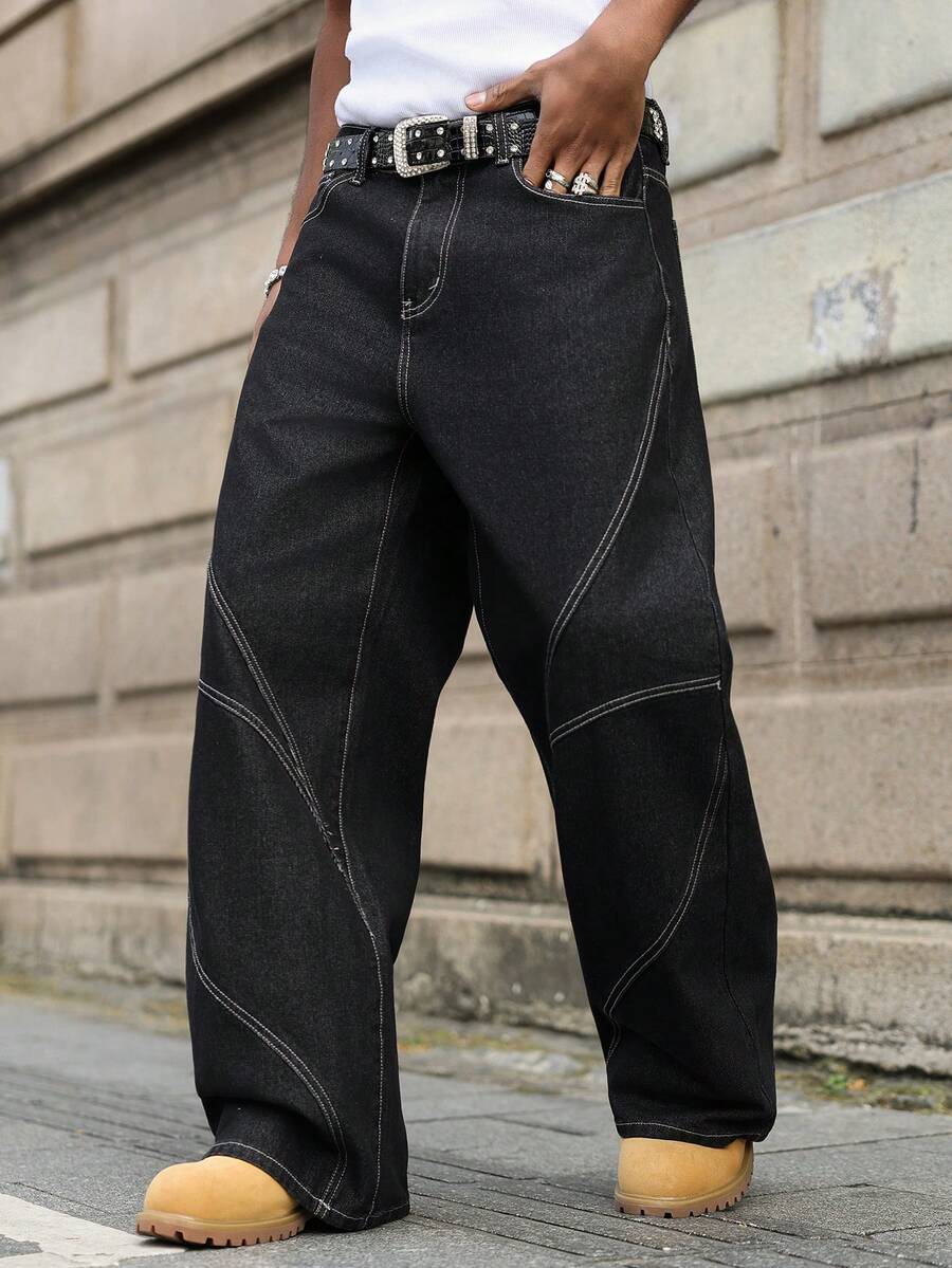 Distressed Patchwork Vintage Wide Leg Jeans