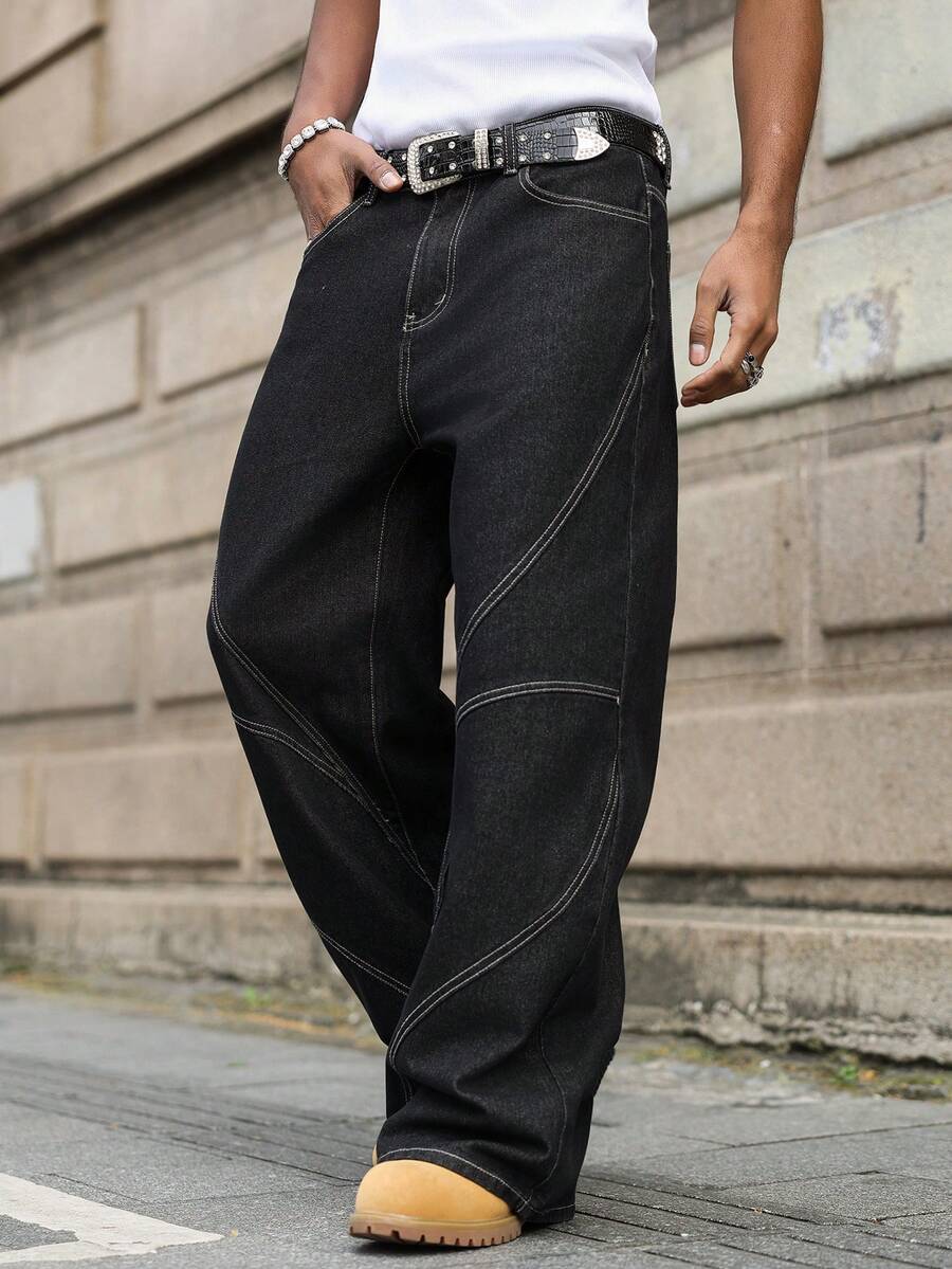 Distressed Patchwork Vintage Wide Leg Jeans