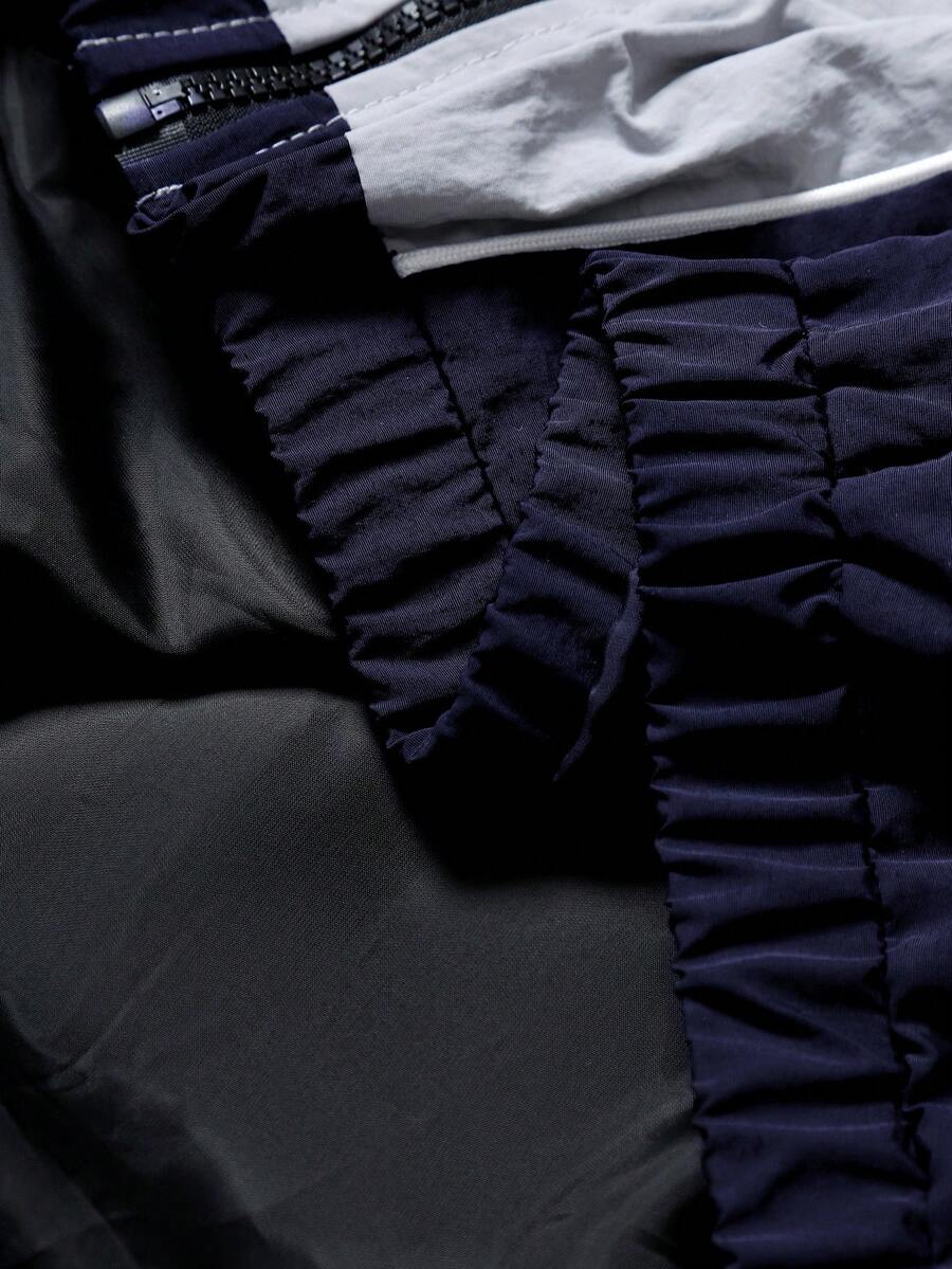 Men's Two-Tone Zip Front Hoodie & Drawstring Pants Casual Tracksuit Set