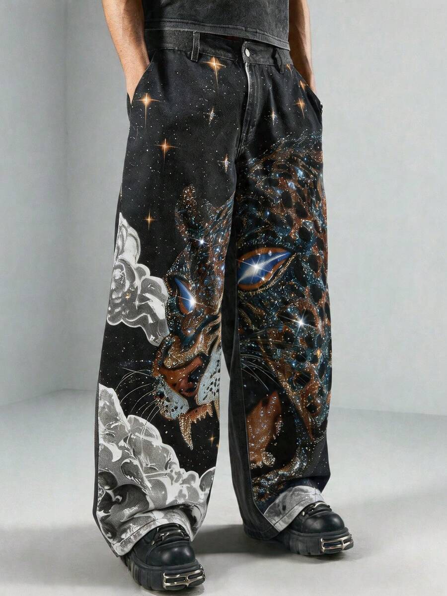 Floral Patchwork Curved Blade Jeans