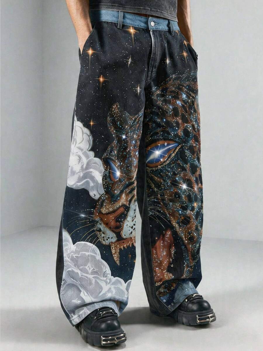 Floral Patchwork Curved Blade Jeans