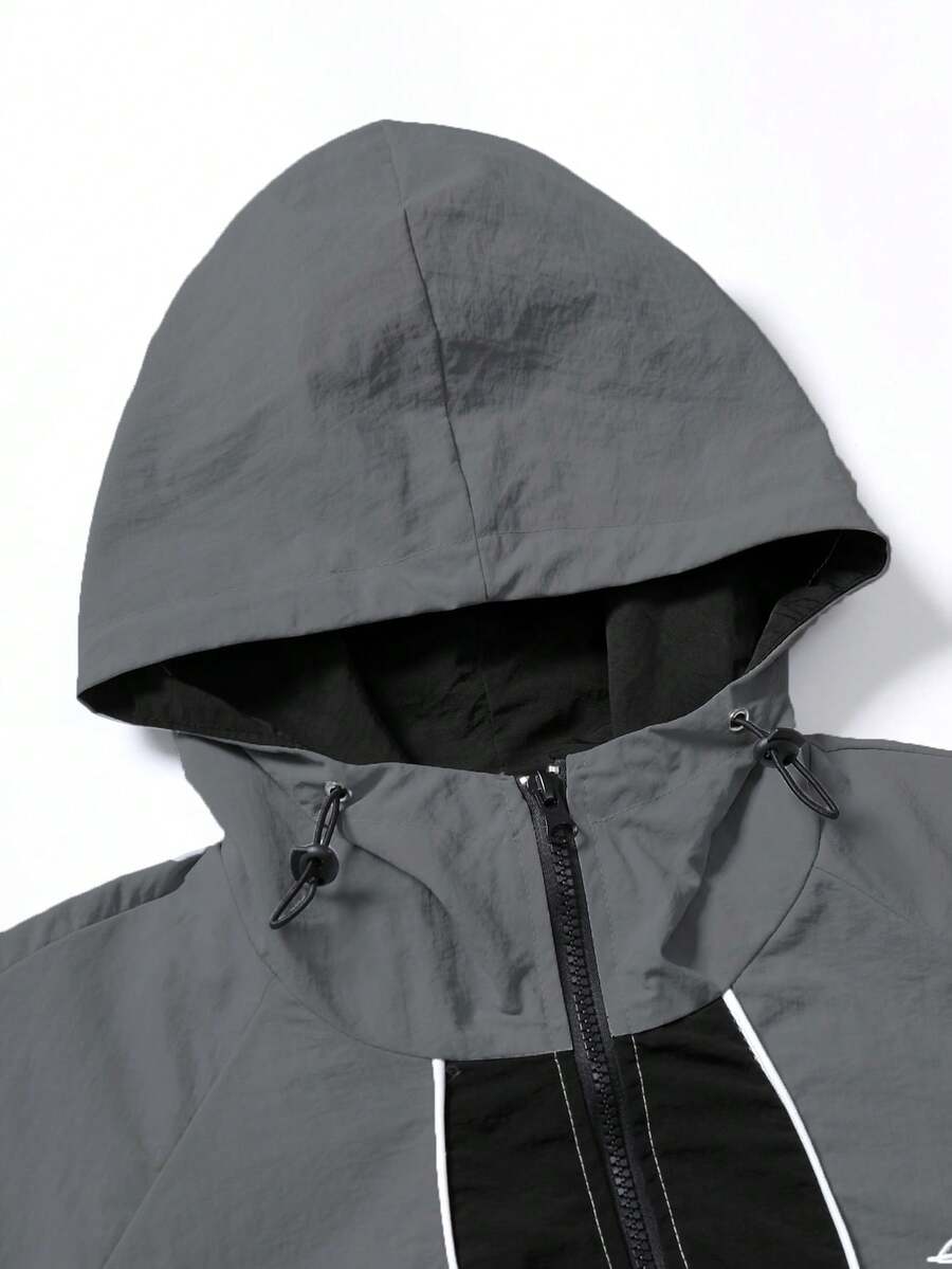Men's Two-Tone Zip Front Hoodie & Drawstring Pants Casual Tracksuit Set