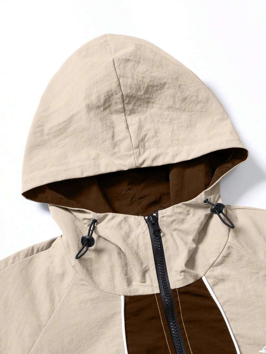 Men's Two-Tone Zip Front Hoodie & Drawstring Pants Casual Tracksuit Set