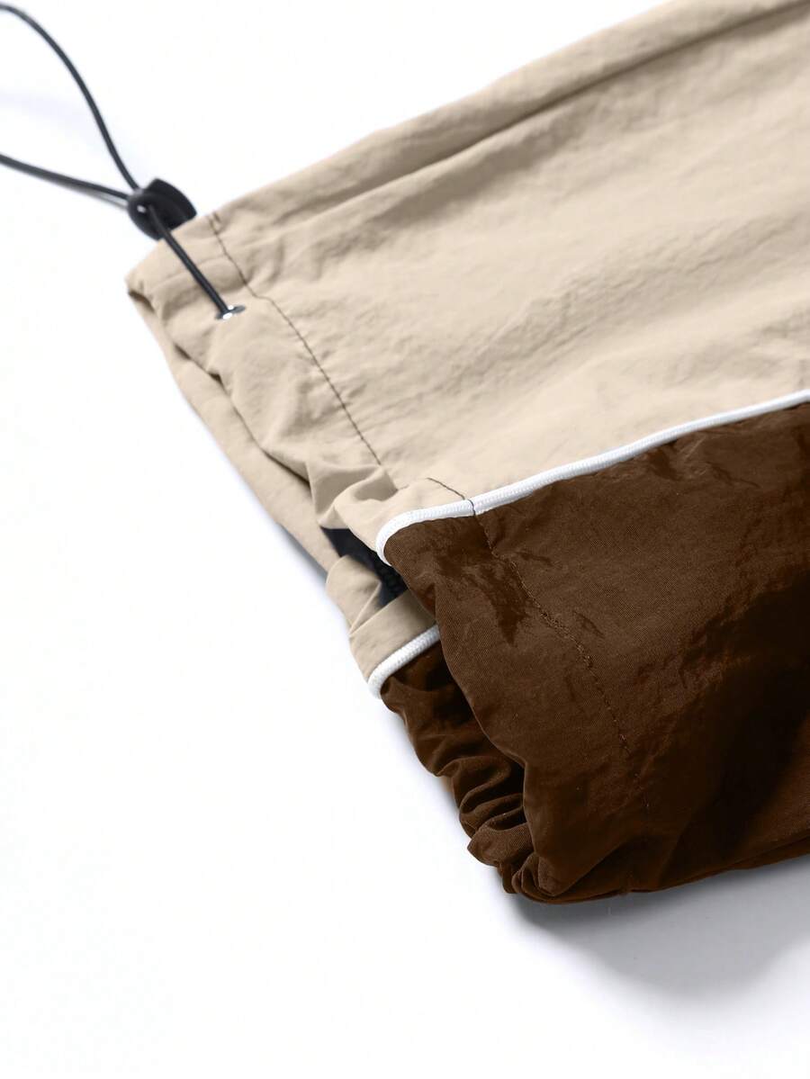Men's Two-Tone Zip Front Hoodie & Drawstring Pants Casual Tracksuit Set