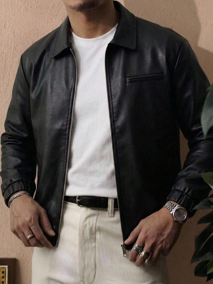 Men Woven Zip Up Jacket