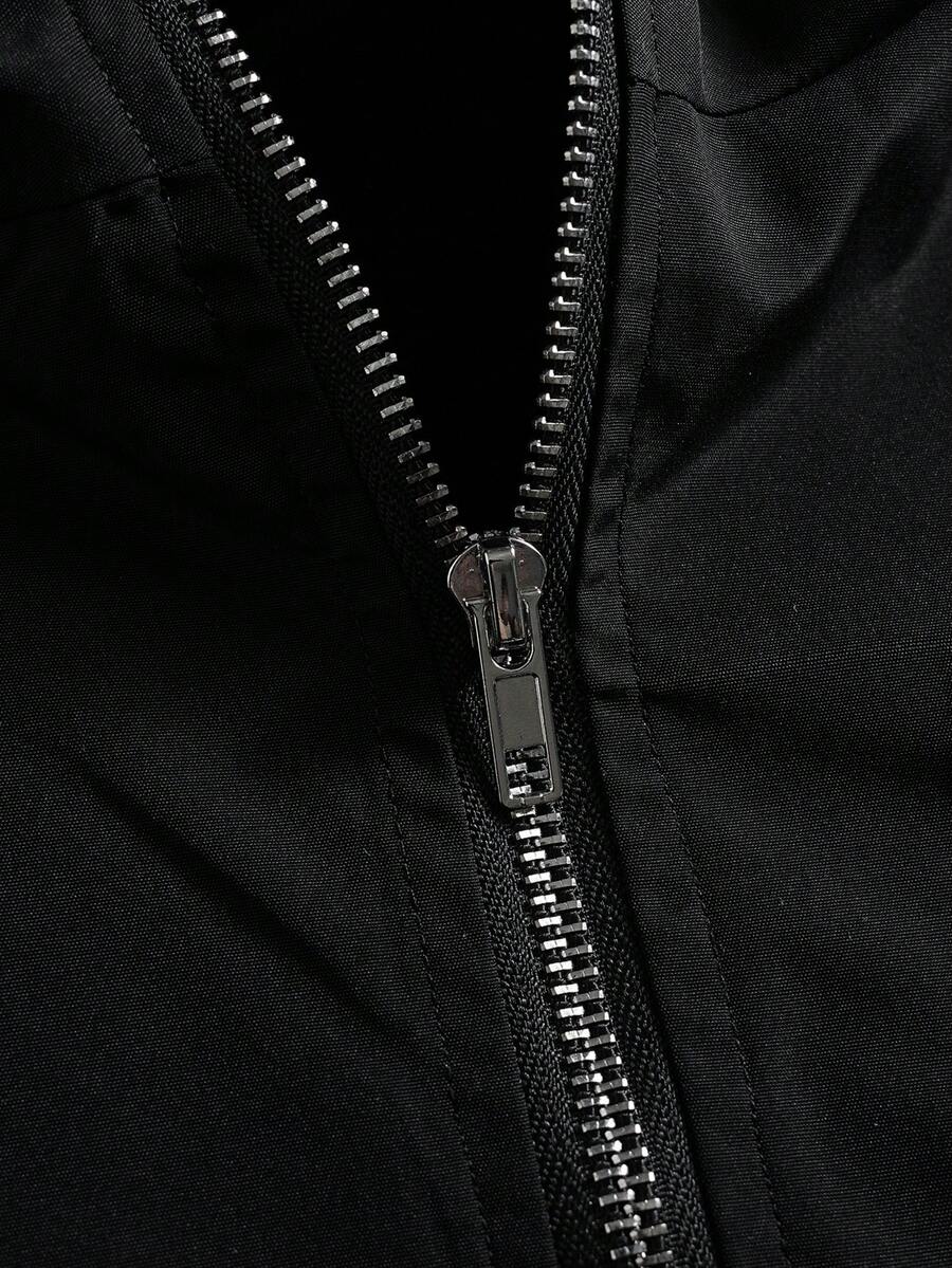 Men's Letter Print Hooded Zip-Up Jacket And Contrast Trim Pants 2Piece Set