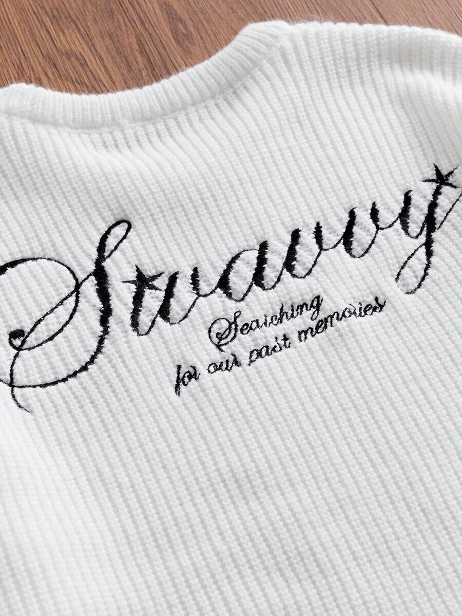 Men's Embroidery Dropped Shoulder m Casual Sweater