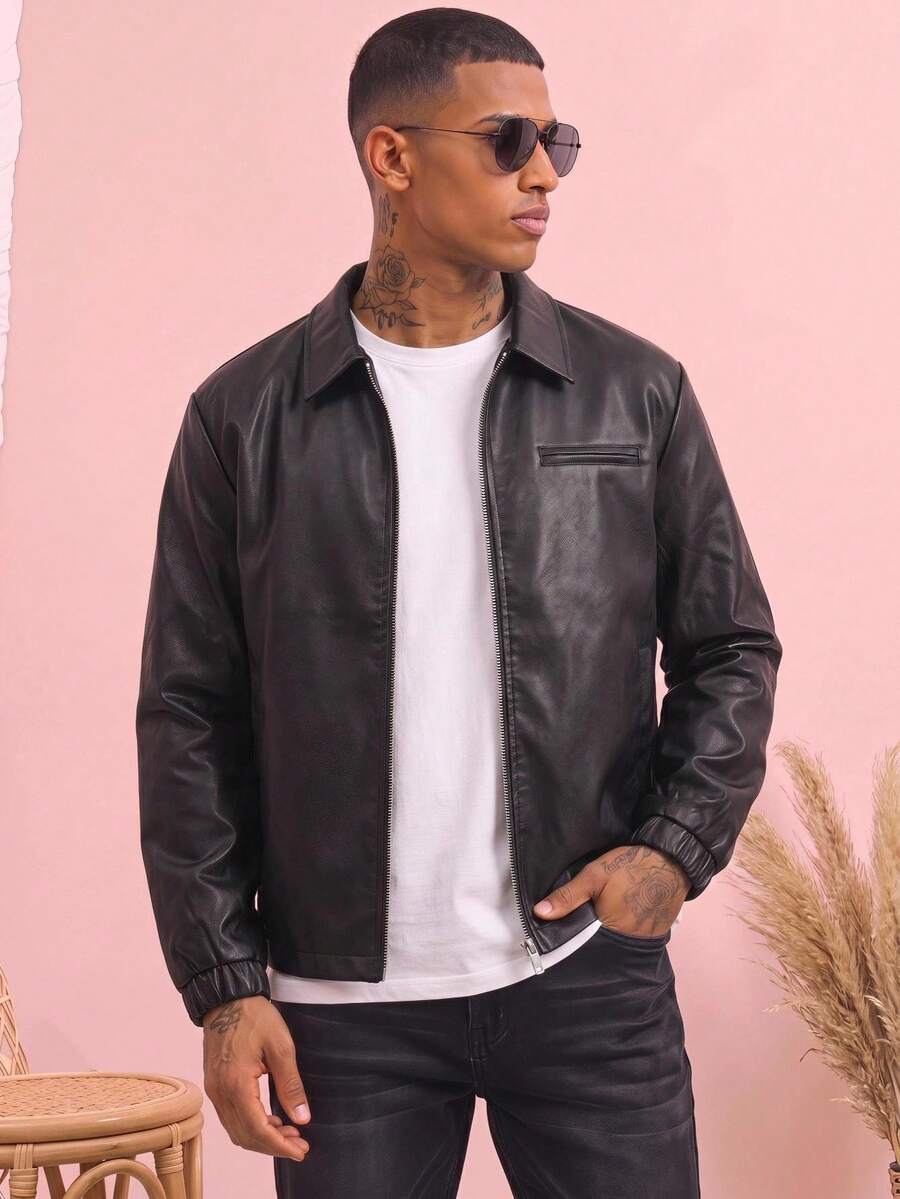 Men Woven Zip Up Jacket