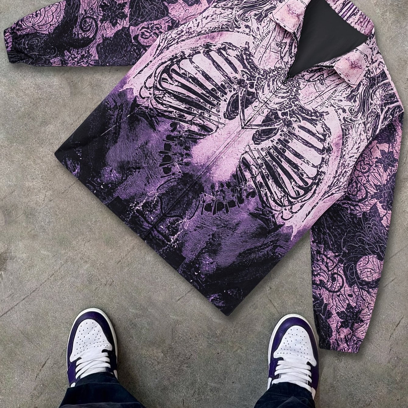Skeleton Print apel Collar Jacket