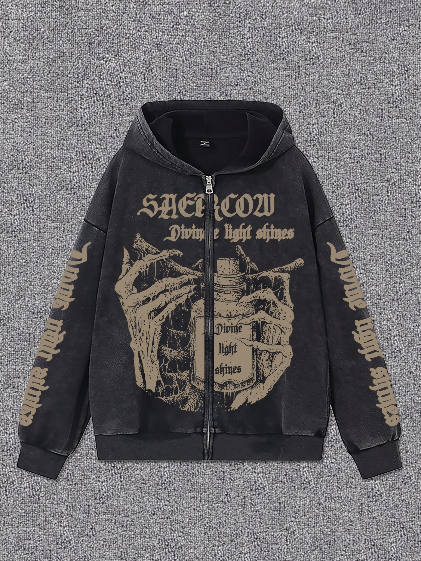 Zip-Up Hoodie with Skull Print