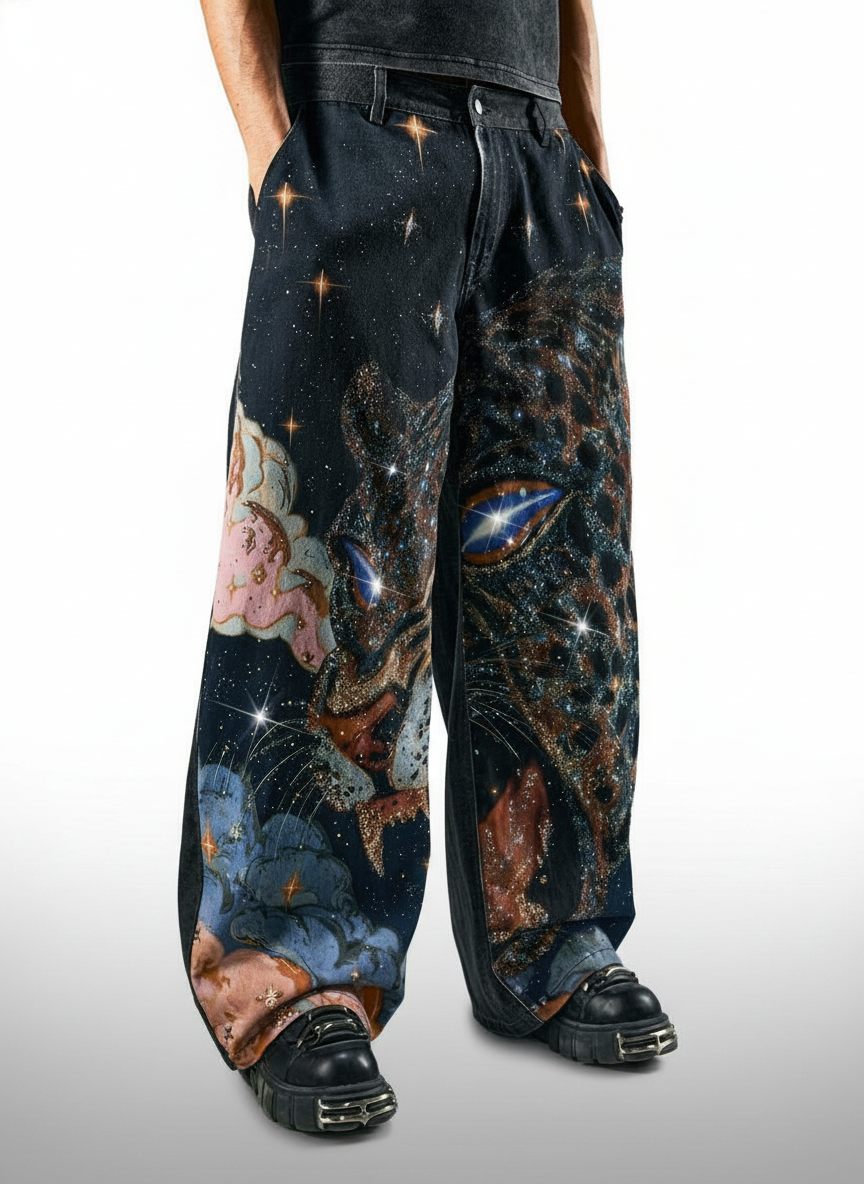 Floral Patchwork Curved Blade Jeans