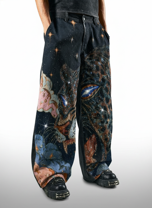 Floral Patchwork Curved Blade Jeans