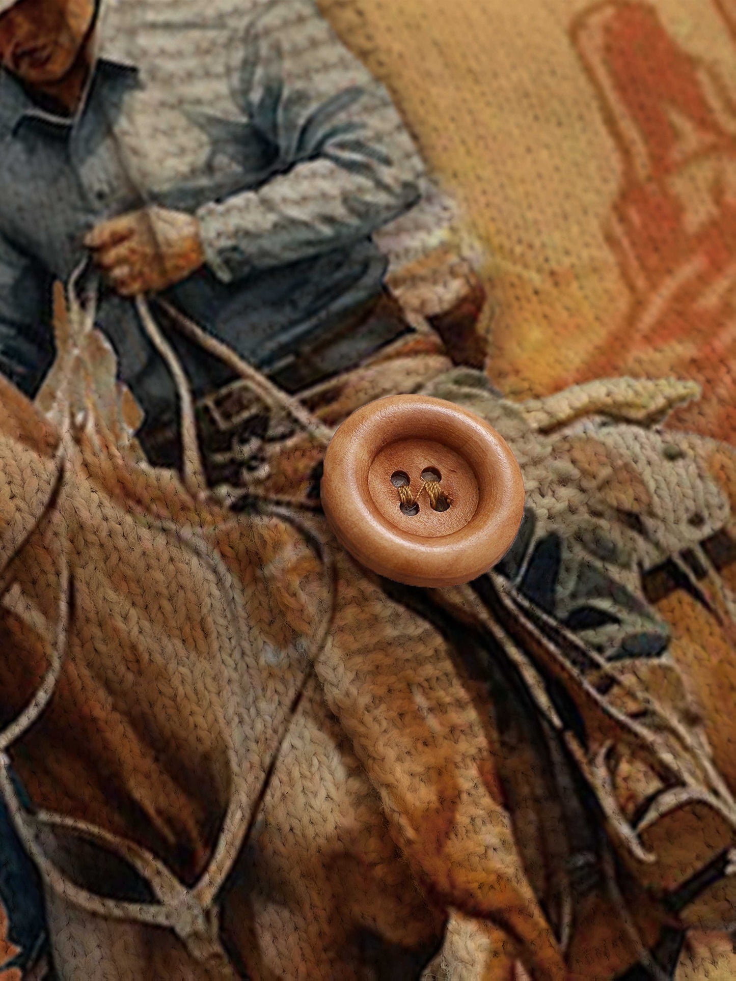 Men'S Vintage Cowboy Print Cardigan