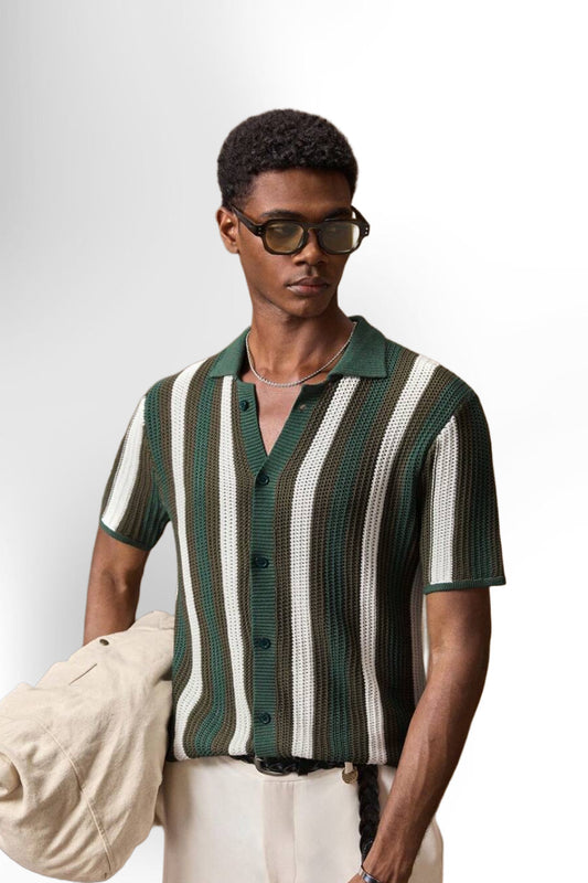 Men's Knitted Short Sleeve Cardigan
